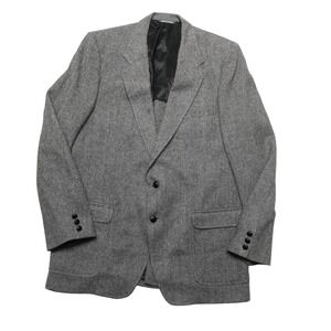 Cromwell Blazer Mens 46 Gray Herringbone All Wool Tweed Sport Coat Jacket‎ USA